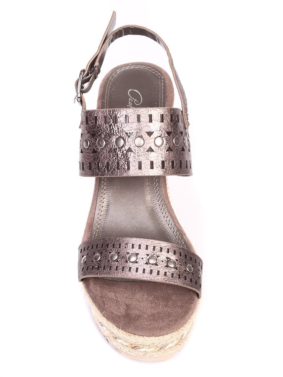 Ежедневни дамски сандали на платформа в сиво 4H-17167 pewter