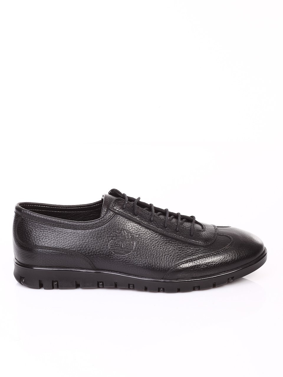 Ежедневни мъжки обувки от естествена кожа в черно 7AT-16897 black