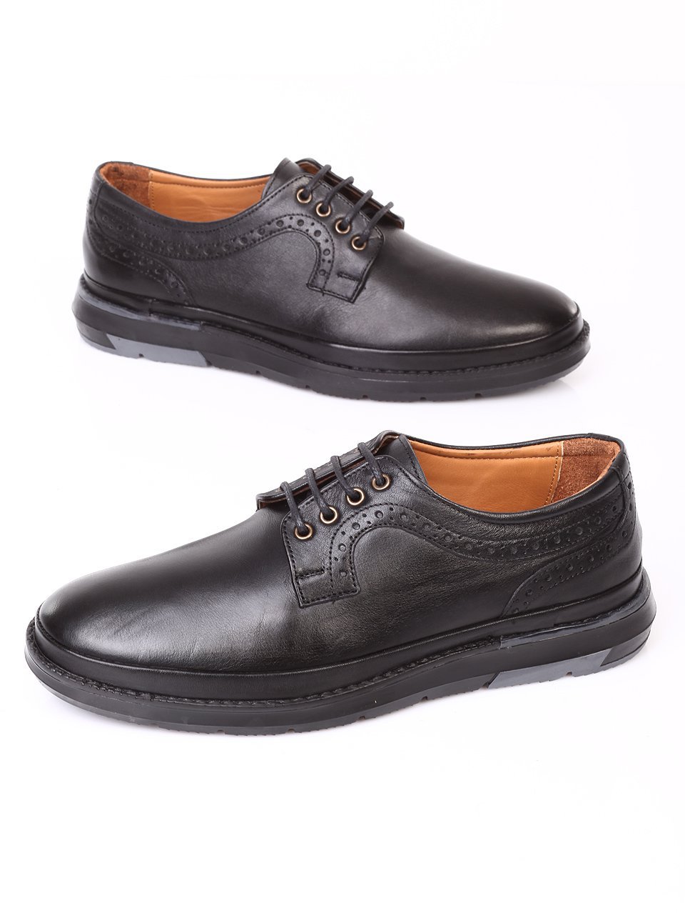 Спортно-елегантни мъжки обувки от естествена кожа 7AT-171173 black