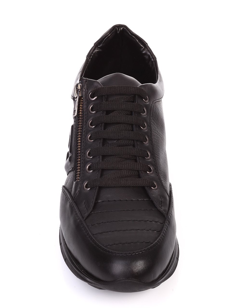 Ежедневни мъжки обувки от естествена кожа в черно 7AT-16865 black 