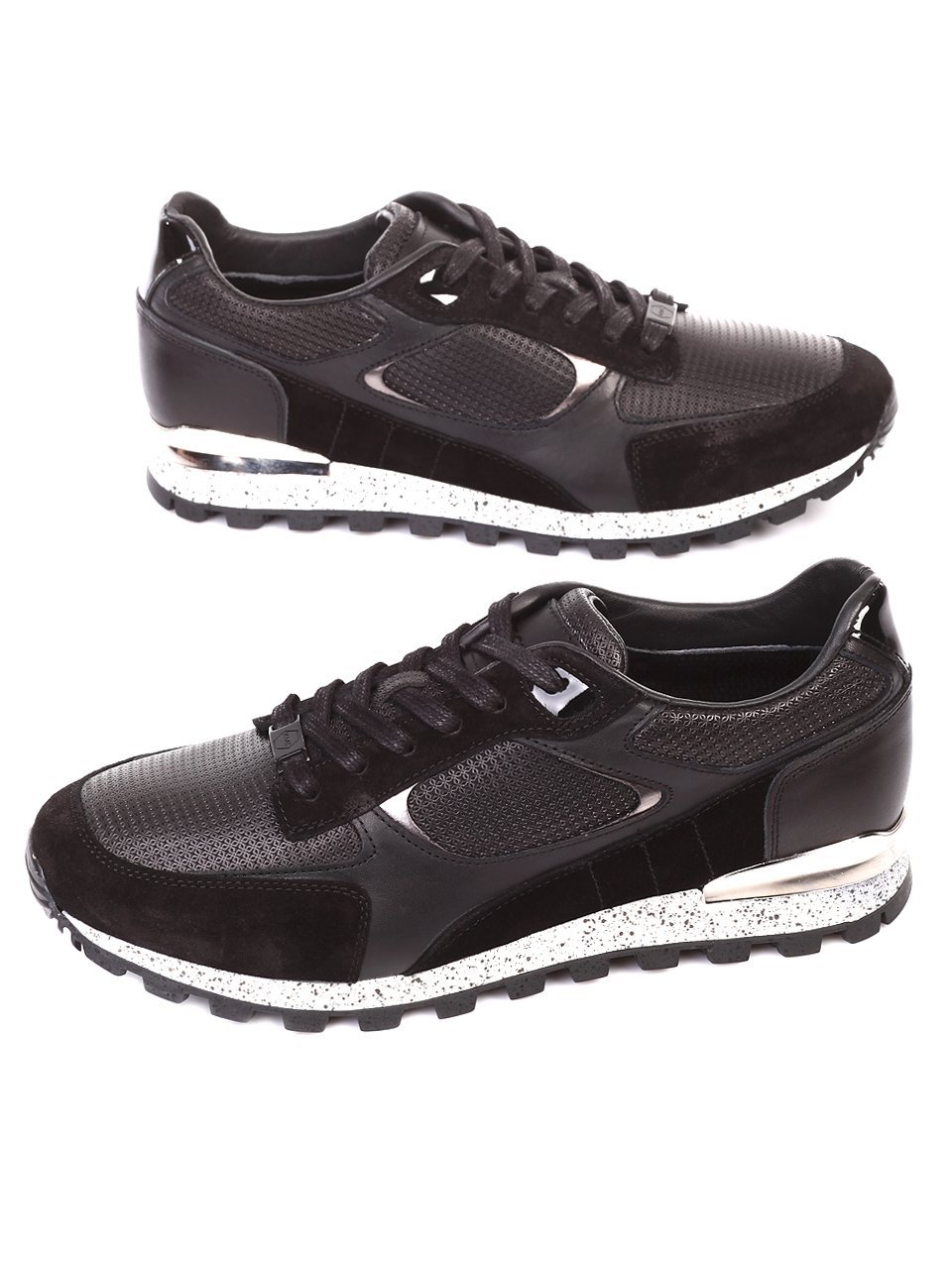 Мъжки обувки от естествена кожа и естествен велур 8Y8178-7145 black