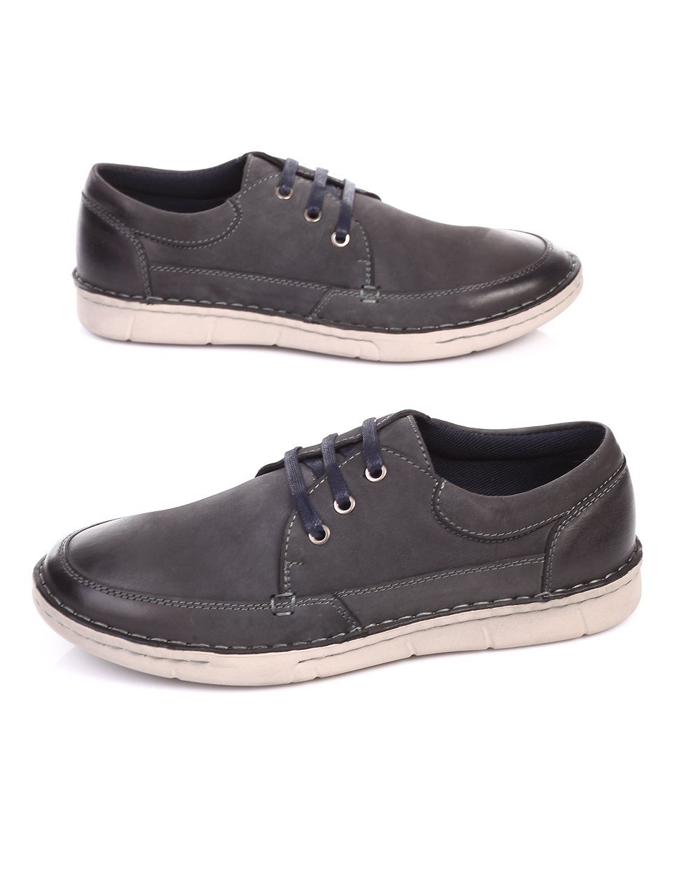 Мъжки обувки от естествен набук в синьо 7N-17400 navy