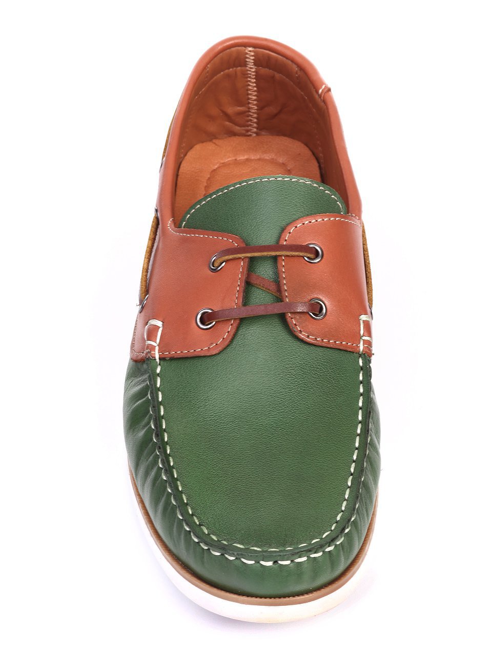 Ежедневни мъжки обувки от естествена кожа в зелено 7AT-17585 green