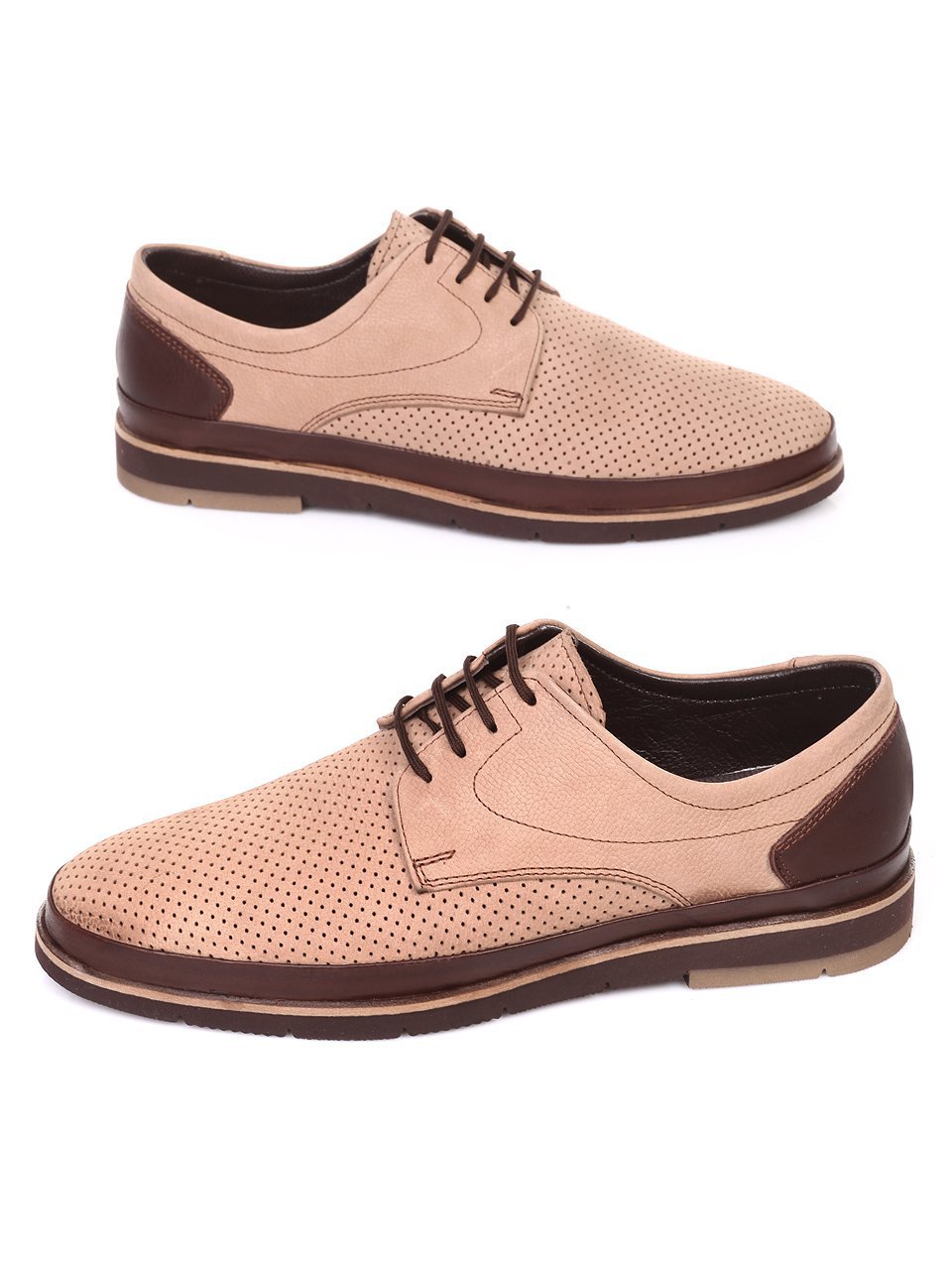Спортно-елегантни мъжки обувки от естествена кожа в  кафяво 7AT-18515 brown