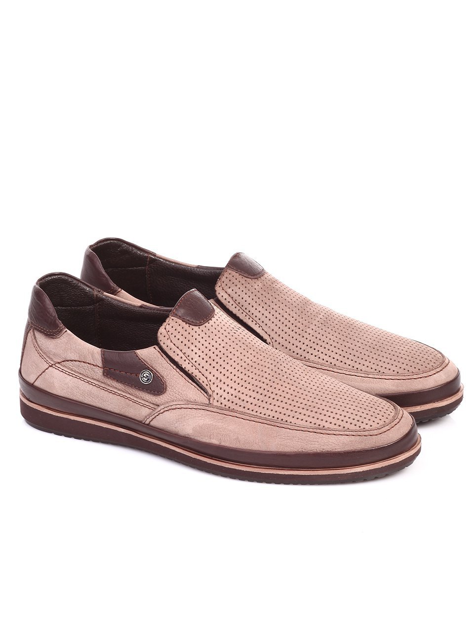 Спортно-елегантни мъжки обувки от естествен велур 7AT-17603 brown