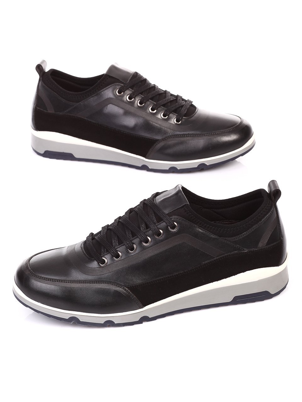 М ъжки обувки от естествена кожа и естествен велур 7AT-16891 black