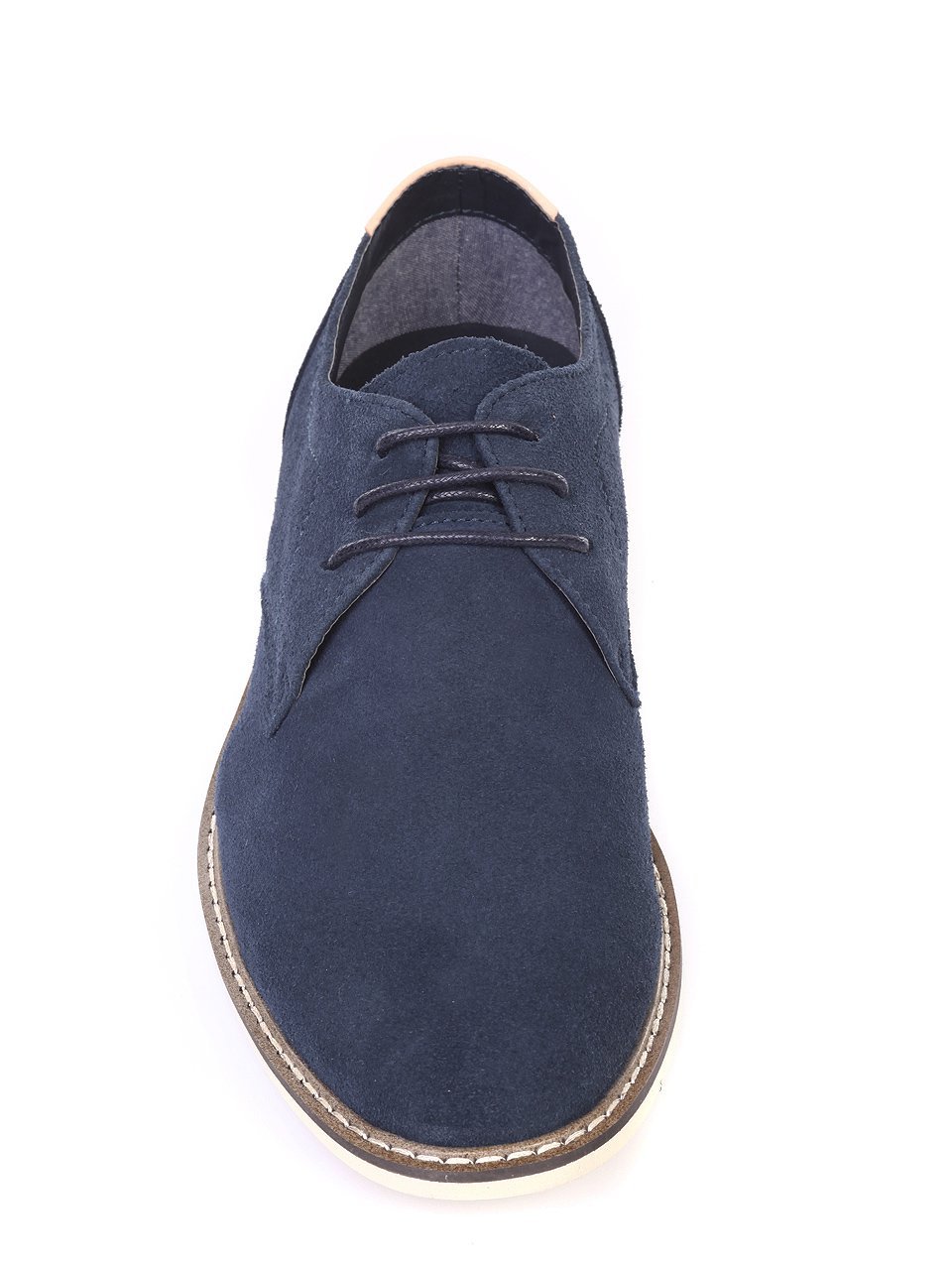 Ежедневни мъжки обувки от естествен велур в синьо 7N-18132 navy