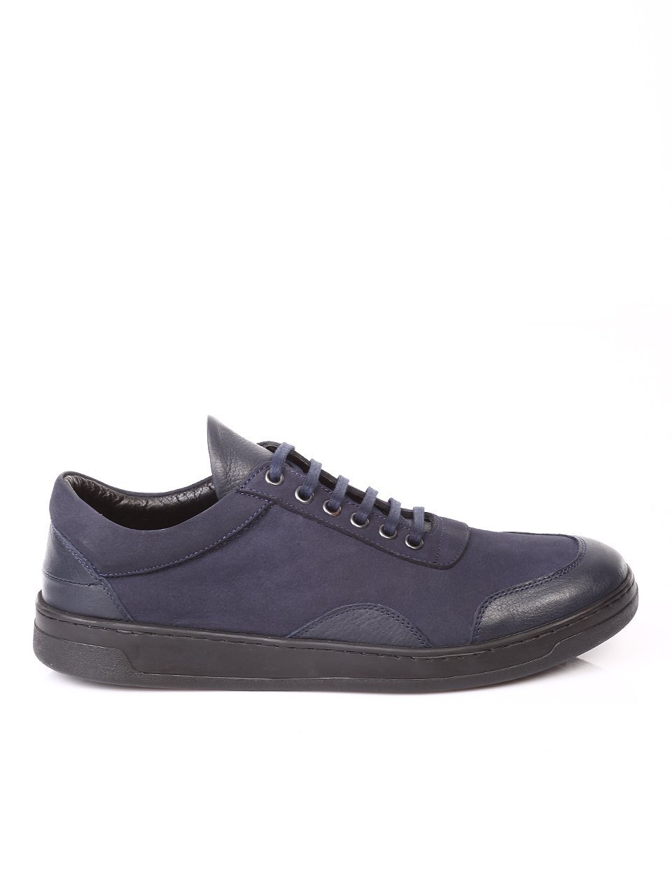 Мъжки обувки от естествена кожа и естествен набук 7AT-171191 dk.blue