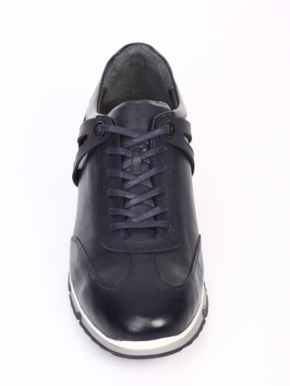 Ежедневни мъжки обувки от естествена кожа в синьо 7AT-16889 navy