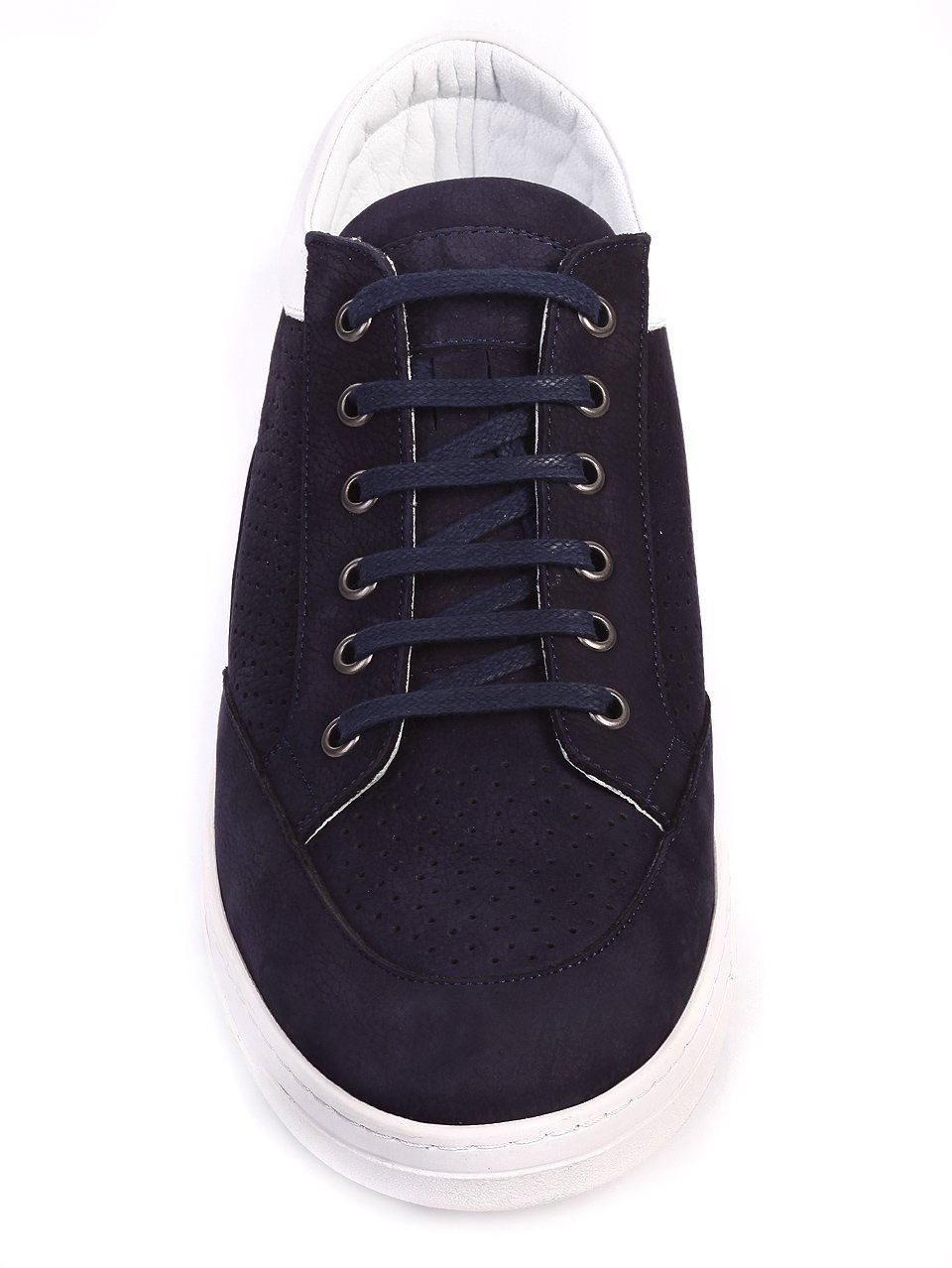 Мъжки обувки от естествена кожа и естествен велур 7AT-17612 dk blue