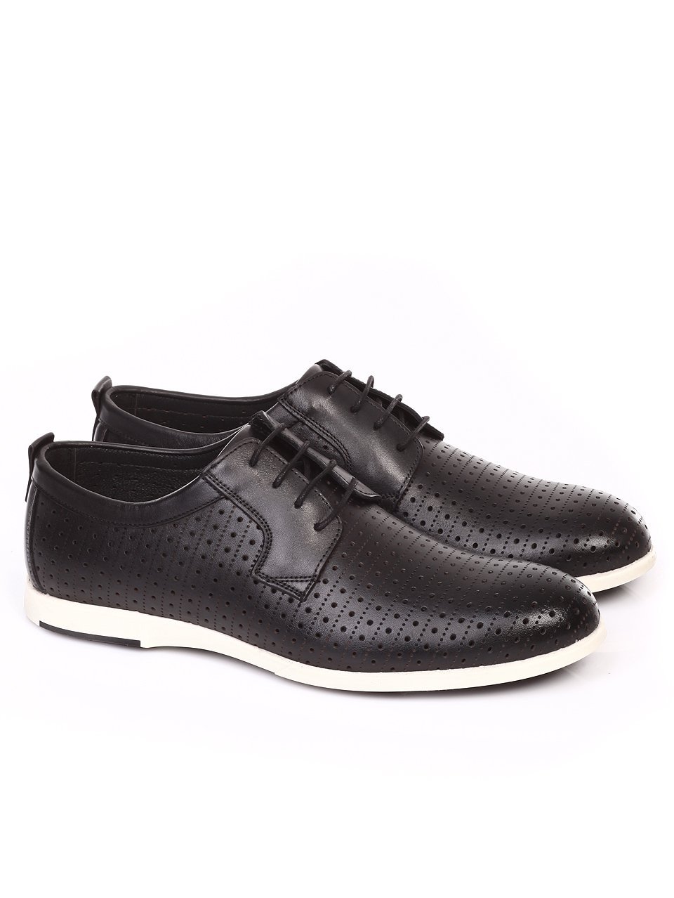 Ежедневни мъжки обувки от естествена кожа в черно 7AT-18517 black