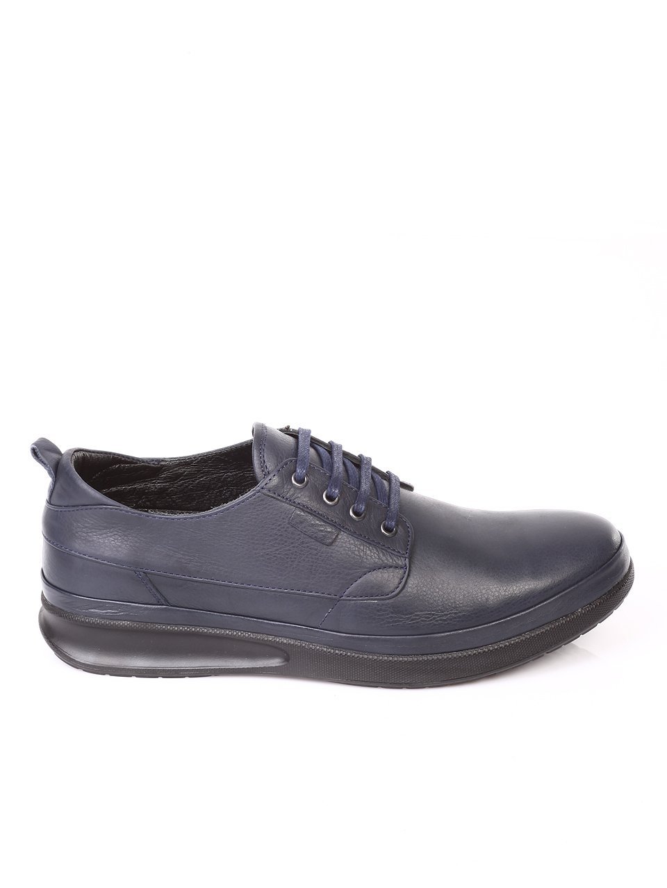 Ежедневни мъжки обувки от естествена кожа в синьо 7AT-171192 dk.blue