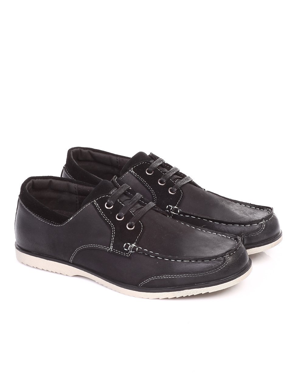 Мъжки обувки от естествен набук и естествена кожа 7N-17397 black