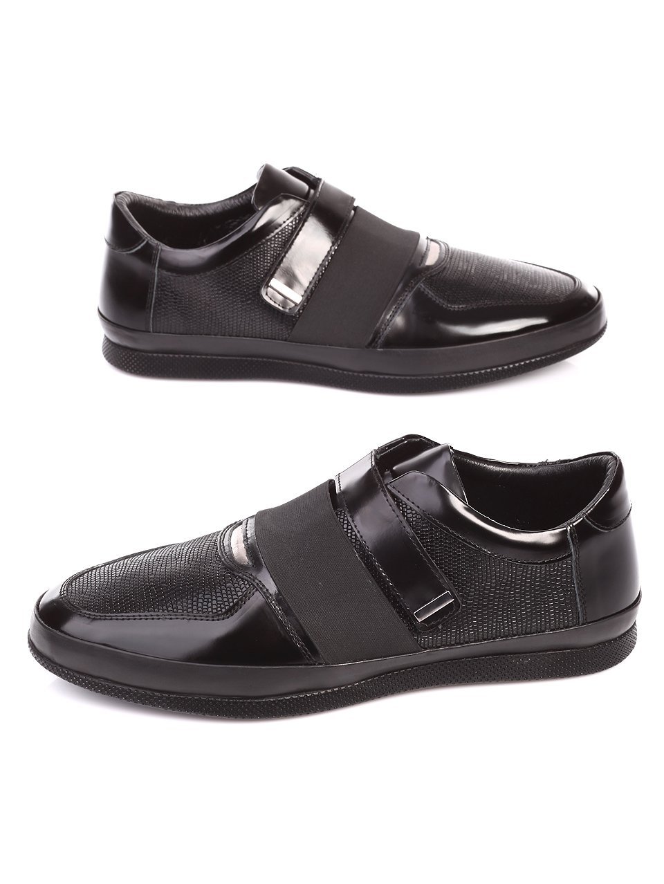 Ежедневни мъжки обувки от естествена кожа в черно 7AT-17563 black