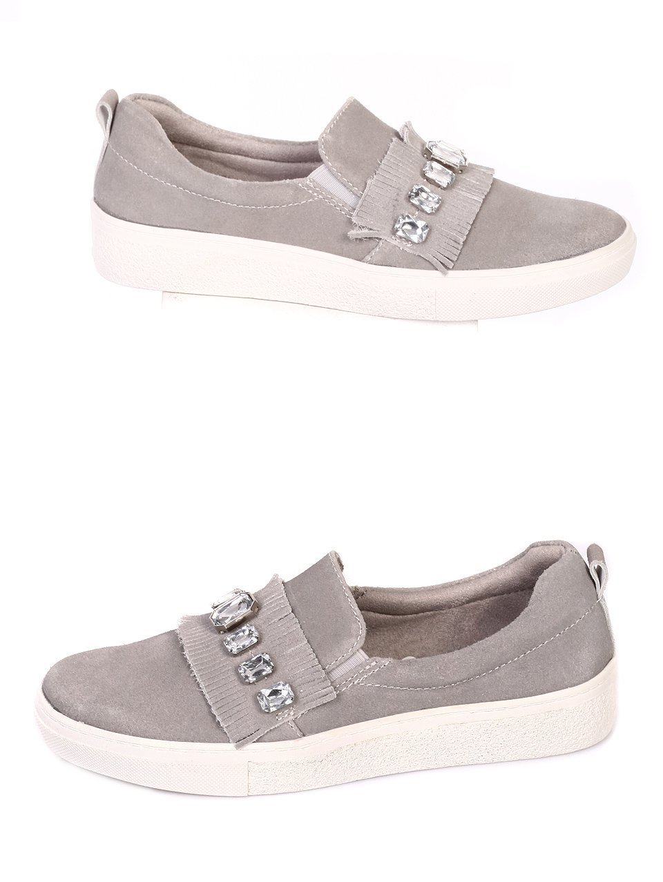 Ежедневни дамски обувки от естествен велур 3I-18248 grey
