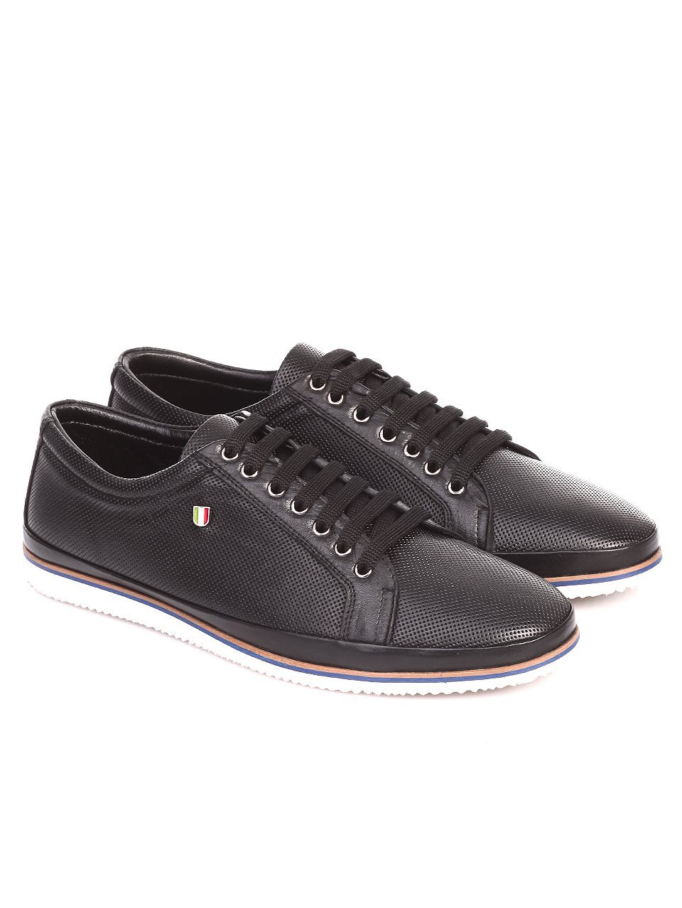 Ежедневни мъжки обувки от естествена кожа в черно 7AT-17608 black