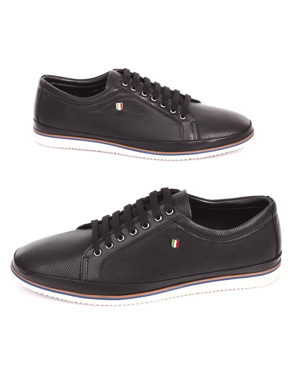 Ежедневни мъжки обувки от естествена кожа в черно 7AT-17608 black