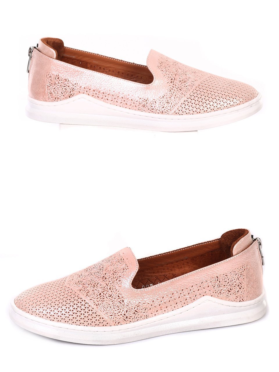 Ежедневни дамски обувки от естествена кожа 3AT-18543 pink