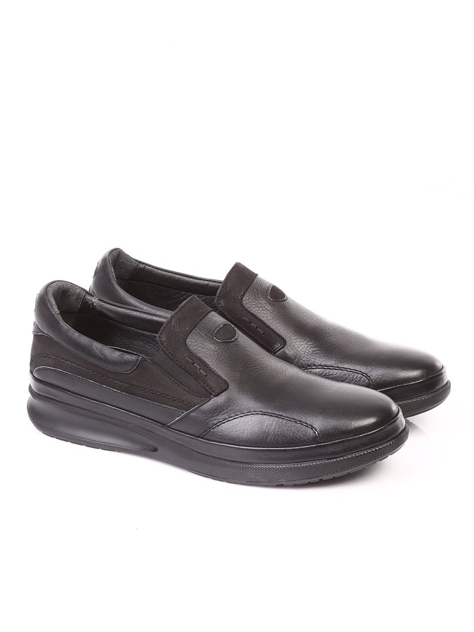 Мъжки обувки от естествена кожа и естествен набук 7AT-171193 black