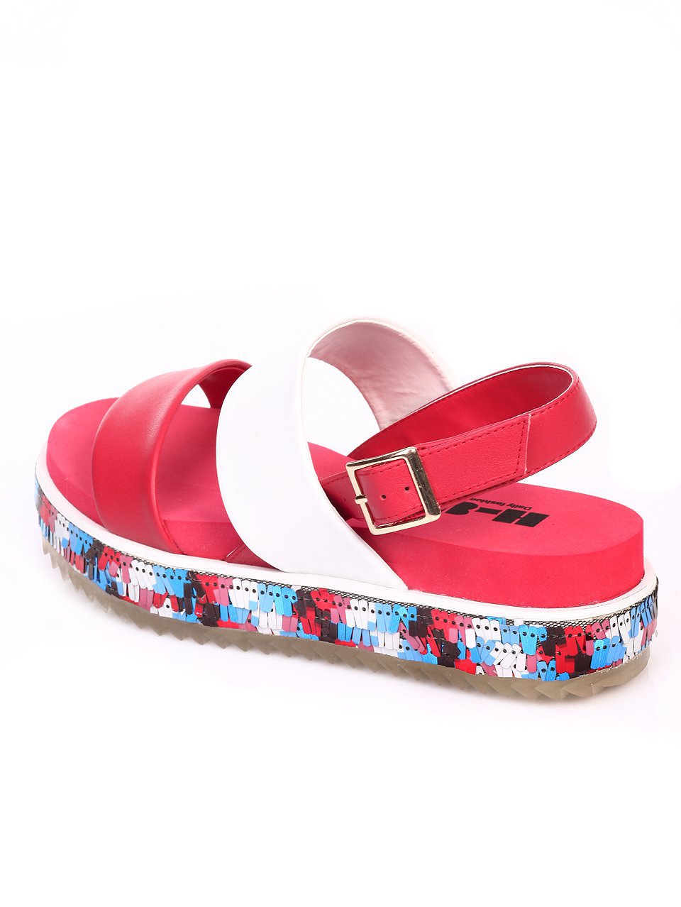 Ежедневни дамски сандали от естествена кожа 4AR-17458 red/white