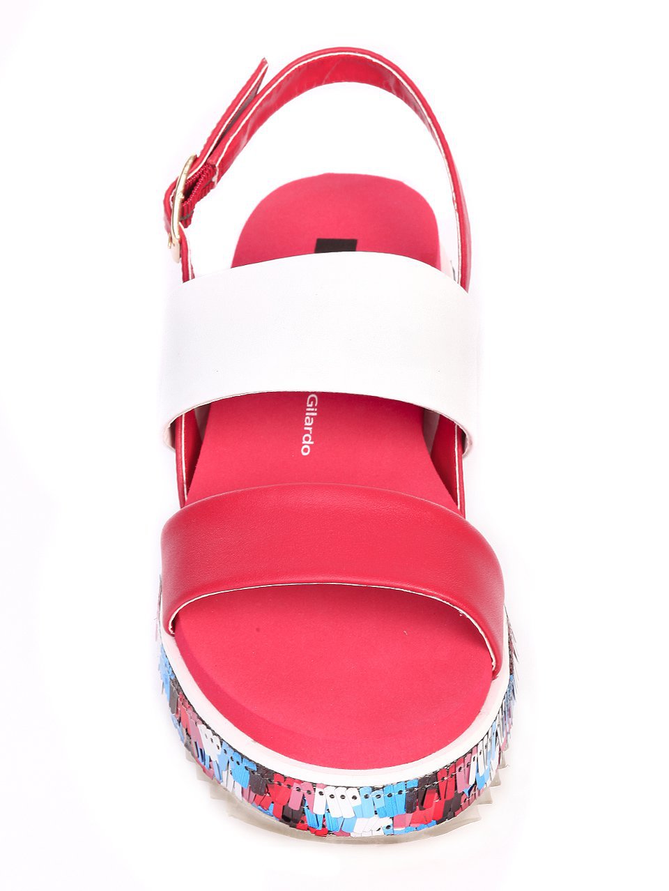 Ежедневни дамски сандали от естествена кожа 4AR-17458 red/white