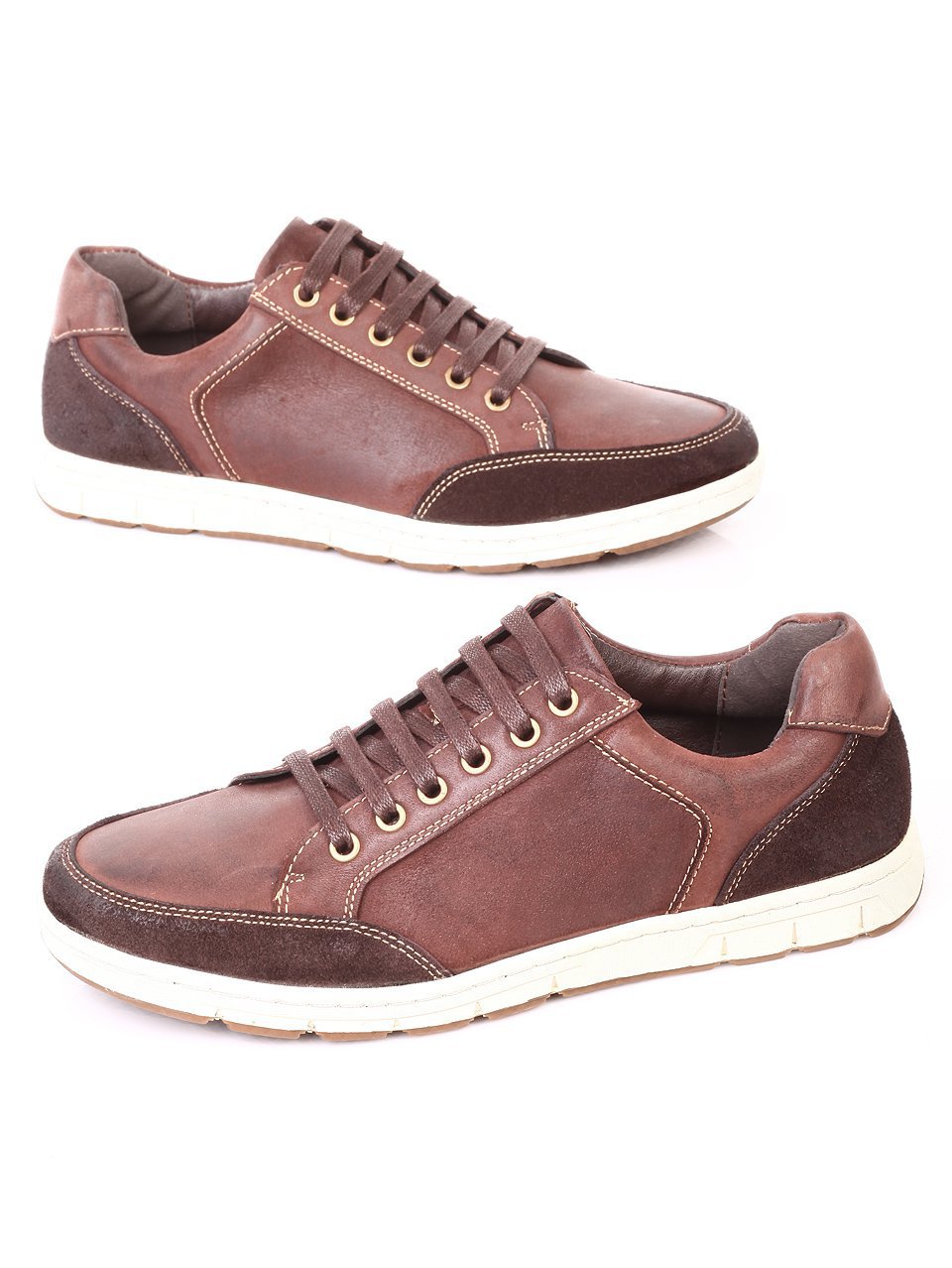 Мъжки обувки от естествена кожа и естествен велур 7N-17777 lt.coffee