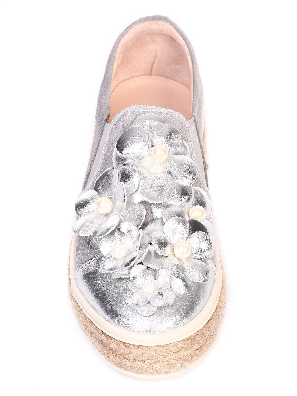 Дамски обувки от естествена кожа и естествен велур 3AT-17628 silver/grey