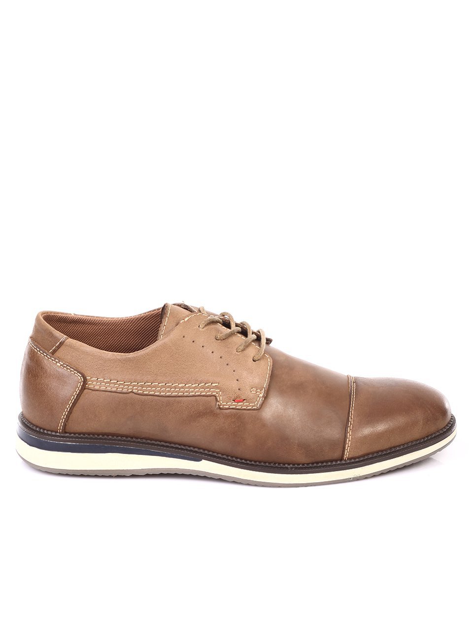Спортно-елегантни мъжки обувки от естествен набук 7N-18140 apricot