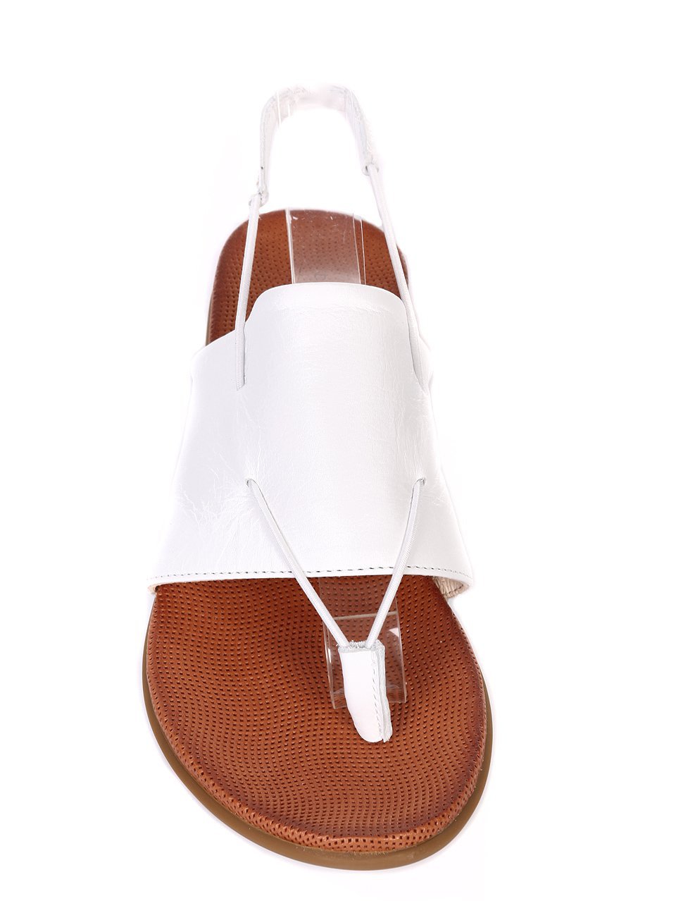 Ежедневни дамски равни сандали от естествена кожа 4AB-18502 white- KIRA 35