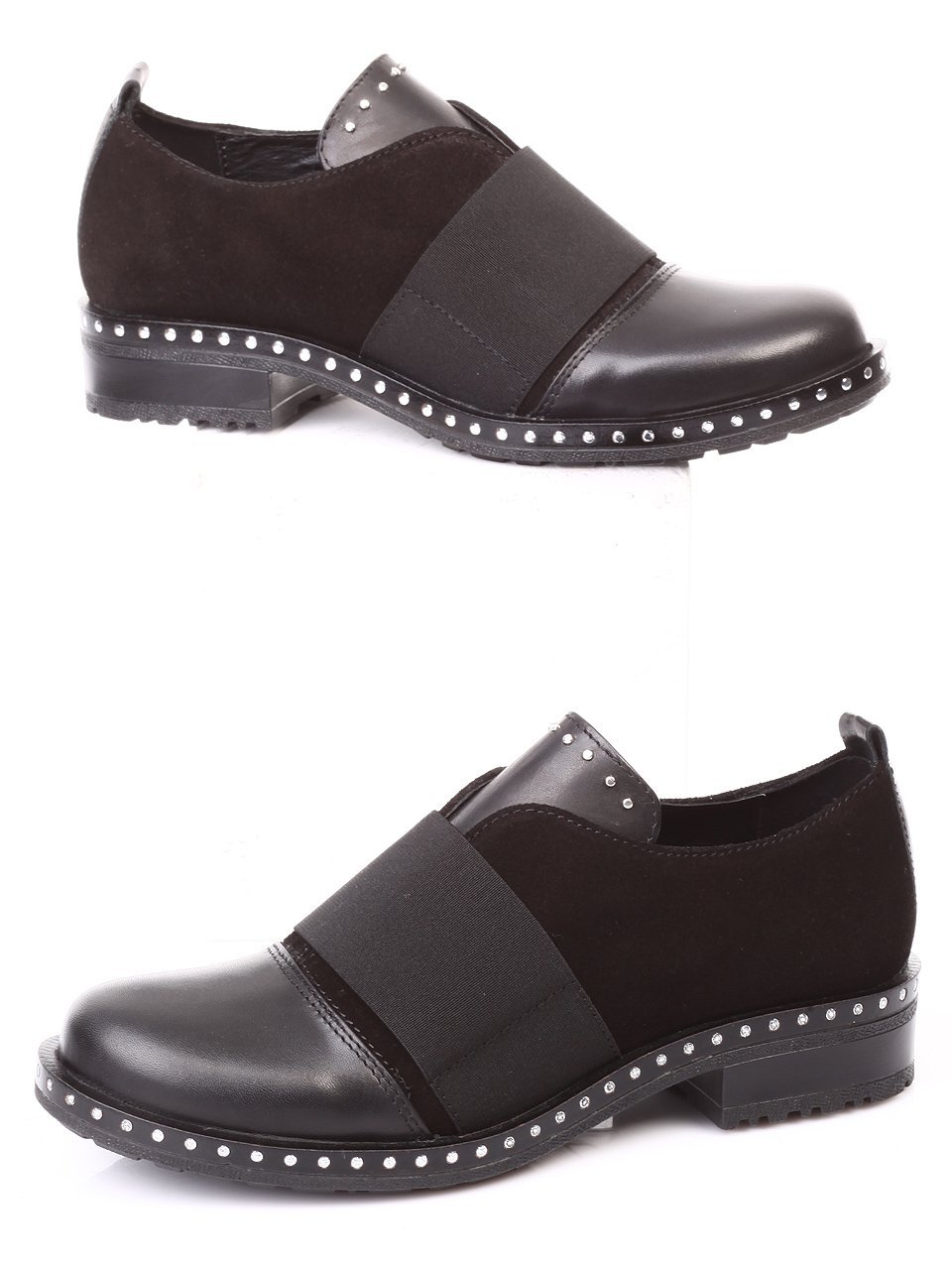 Дамски обувки от естествена кожа и естествен велур 3AB-171211 black suede