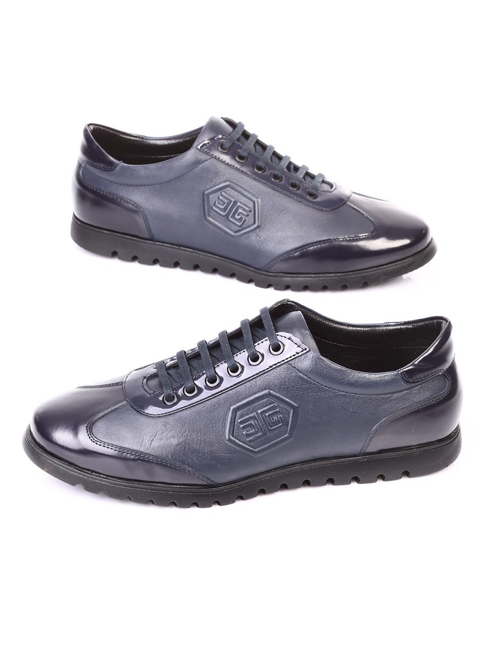 Ежедневни мъжки обувки от естествена кожа в синьо 7AT-171131 blue