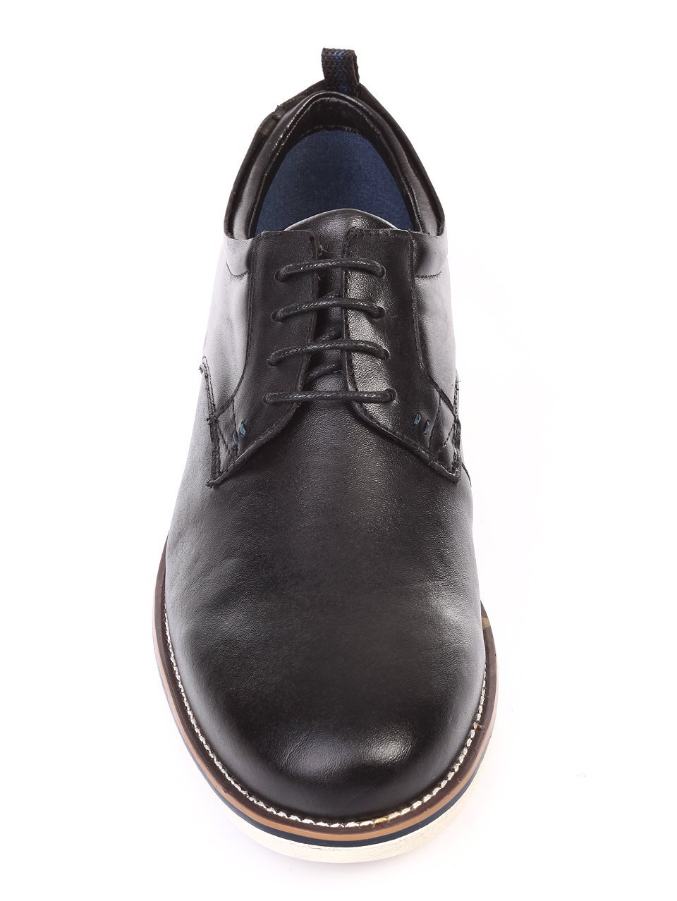 Спортно-елегантни мъжки обувки от естествена кожа 7N-18141 black