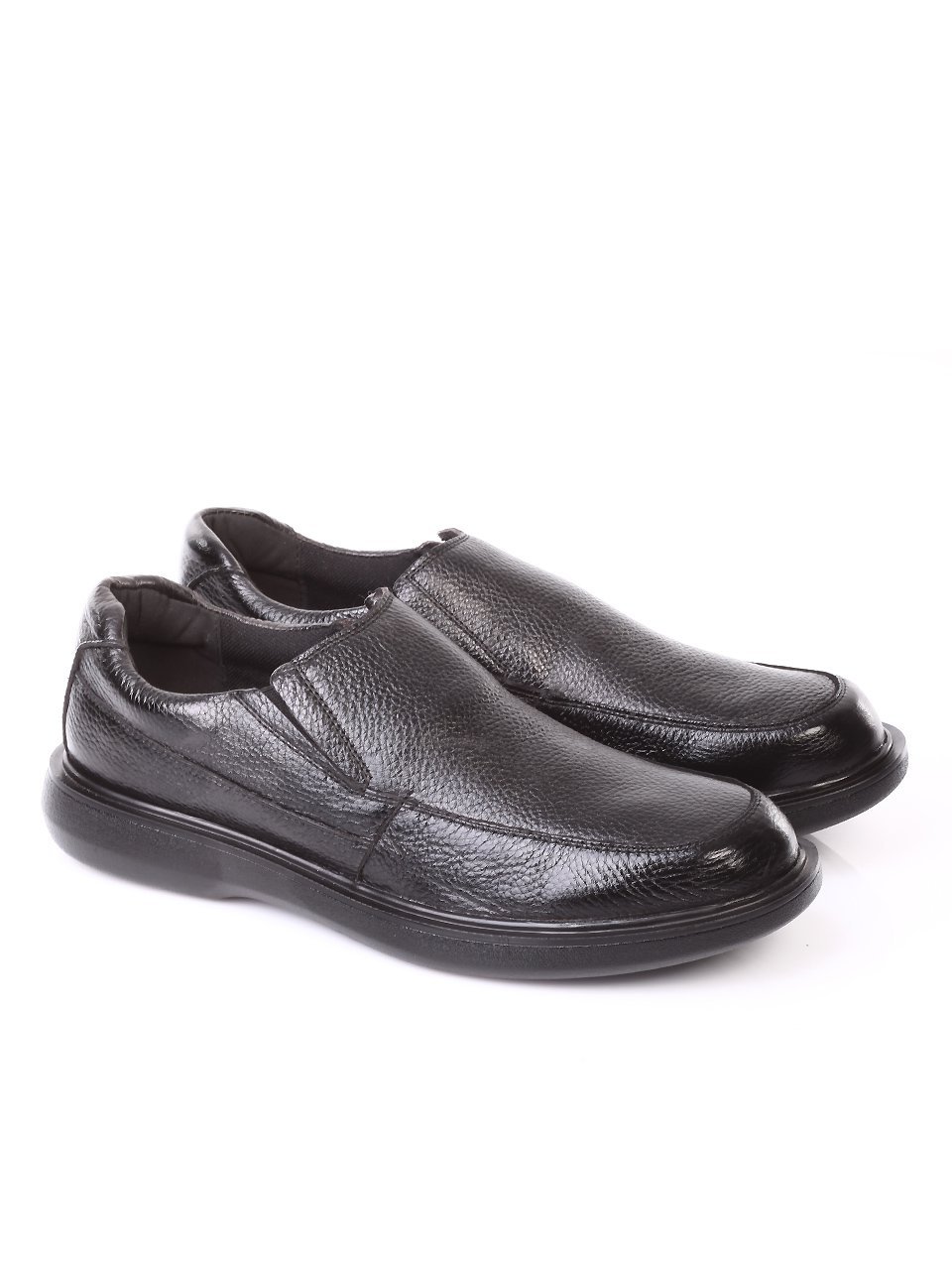 Ежедневни мъжки обувки от естествена кожа в черно 7N-17825 black