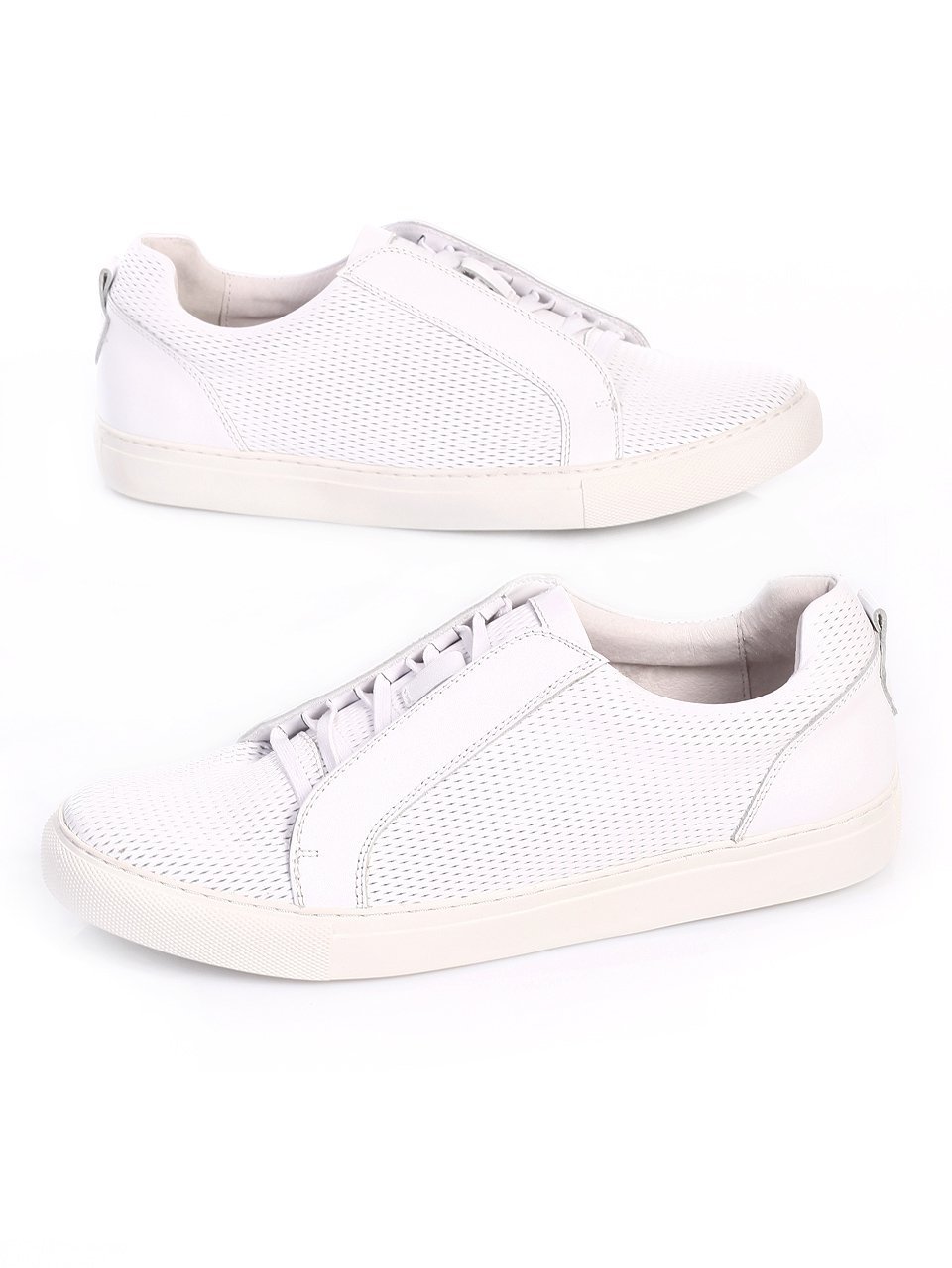 Ежедневни мъжки обувки от естествена кожа в бяло 7N-17384 white