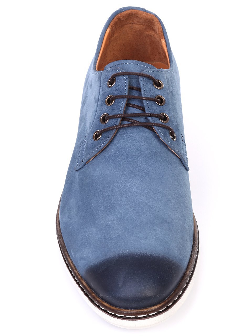 Официални мъжки обувки от естествена кожа в синьо 7AT-18581 blue
