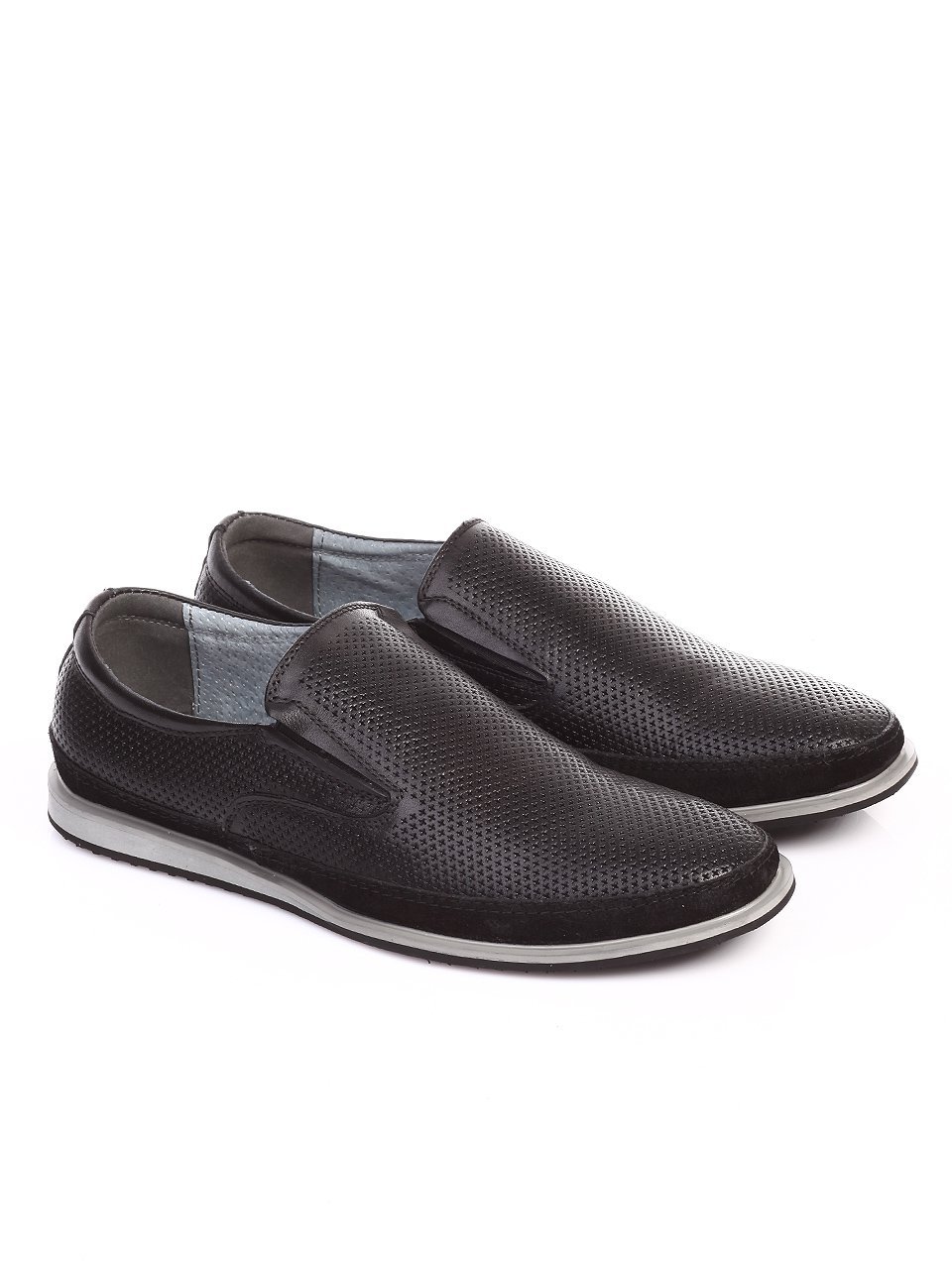 Спортно-елегантни мъжки обувки от естествена кожа 7N-17418 black