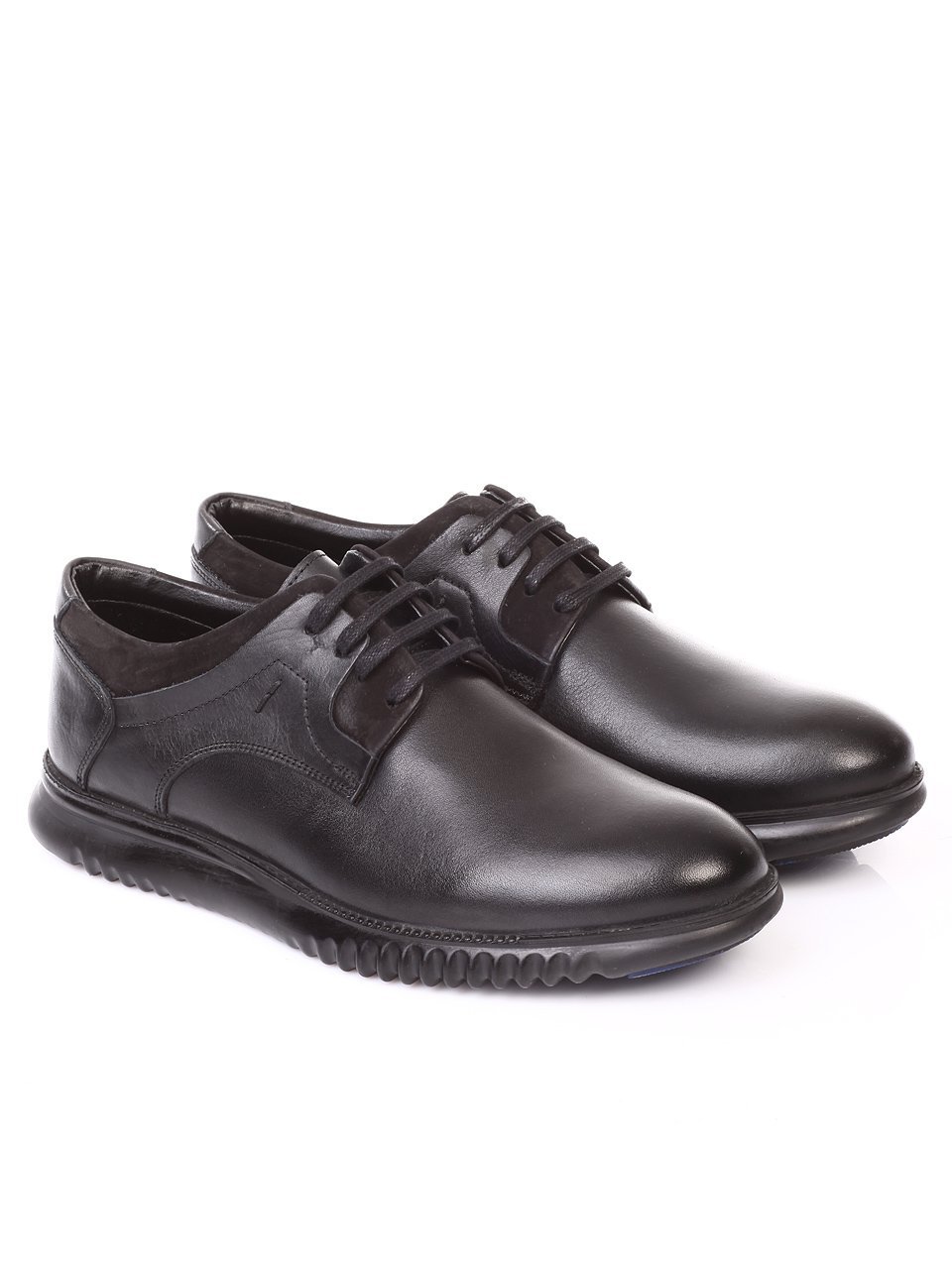 Спортно-елегантни мъжки обувки от естествена кожа 7AT-171206 black
