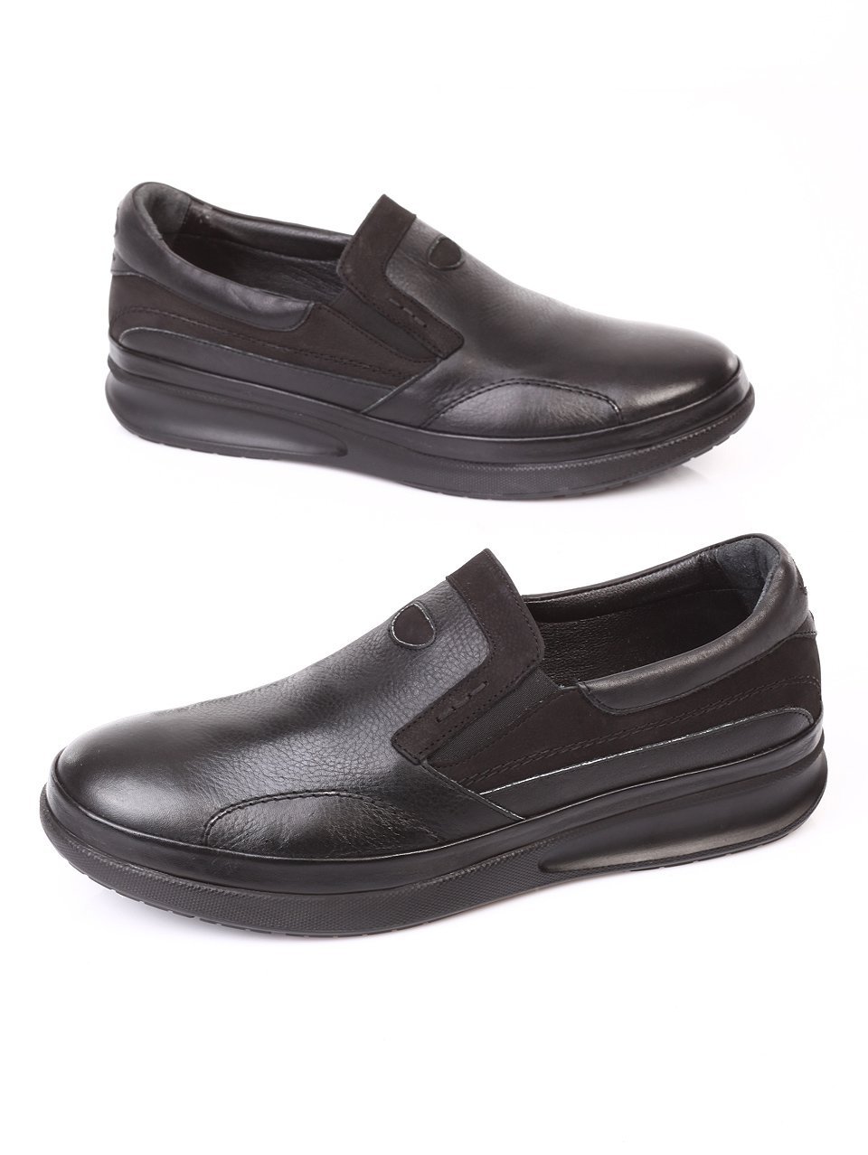 Мъжки обувки от естествена кожа и естествен набук 7AT-171193 black