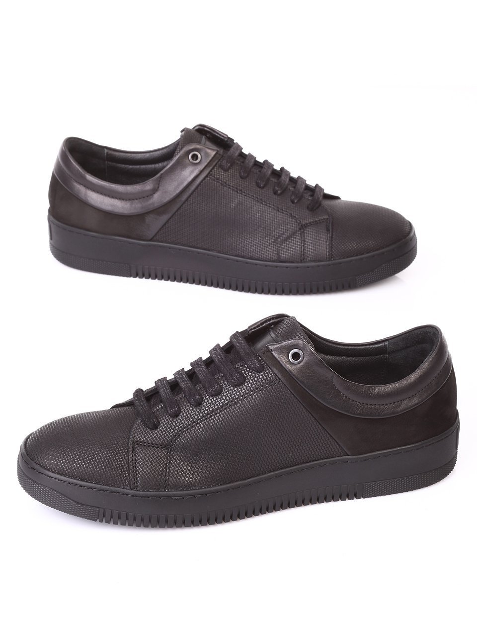 Мъжки обувки от естествена кожа и естествен набук 7AT-171123 black