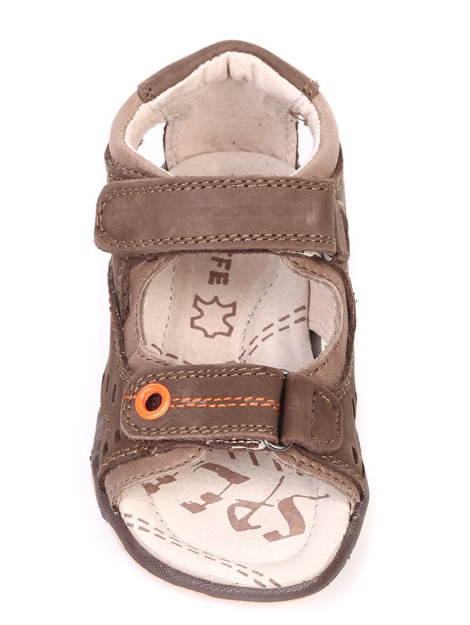 Ежедневни детски сандали от естествен набук 17K-18081 khaki