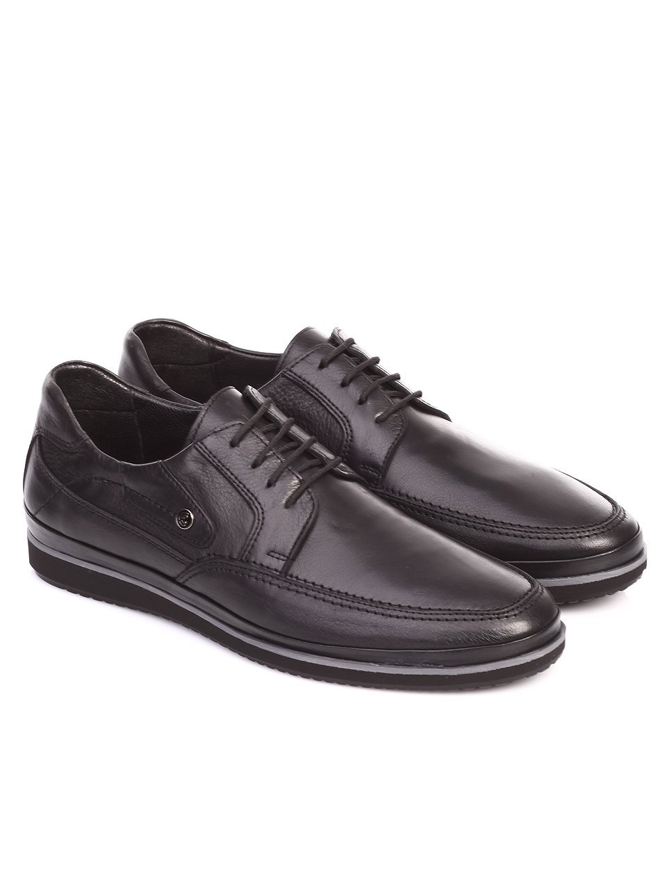 Спортно-елегантни мъжки обувки от естествена кожа 7AT-17604 black