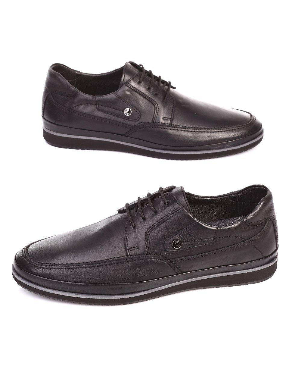 Спортно-елегантни мъжки обувки от естествена кожа 7AT-17604 black