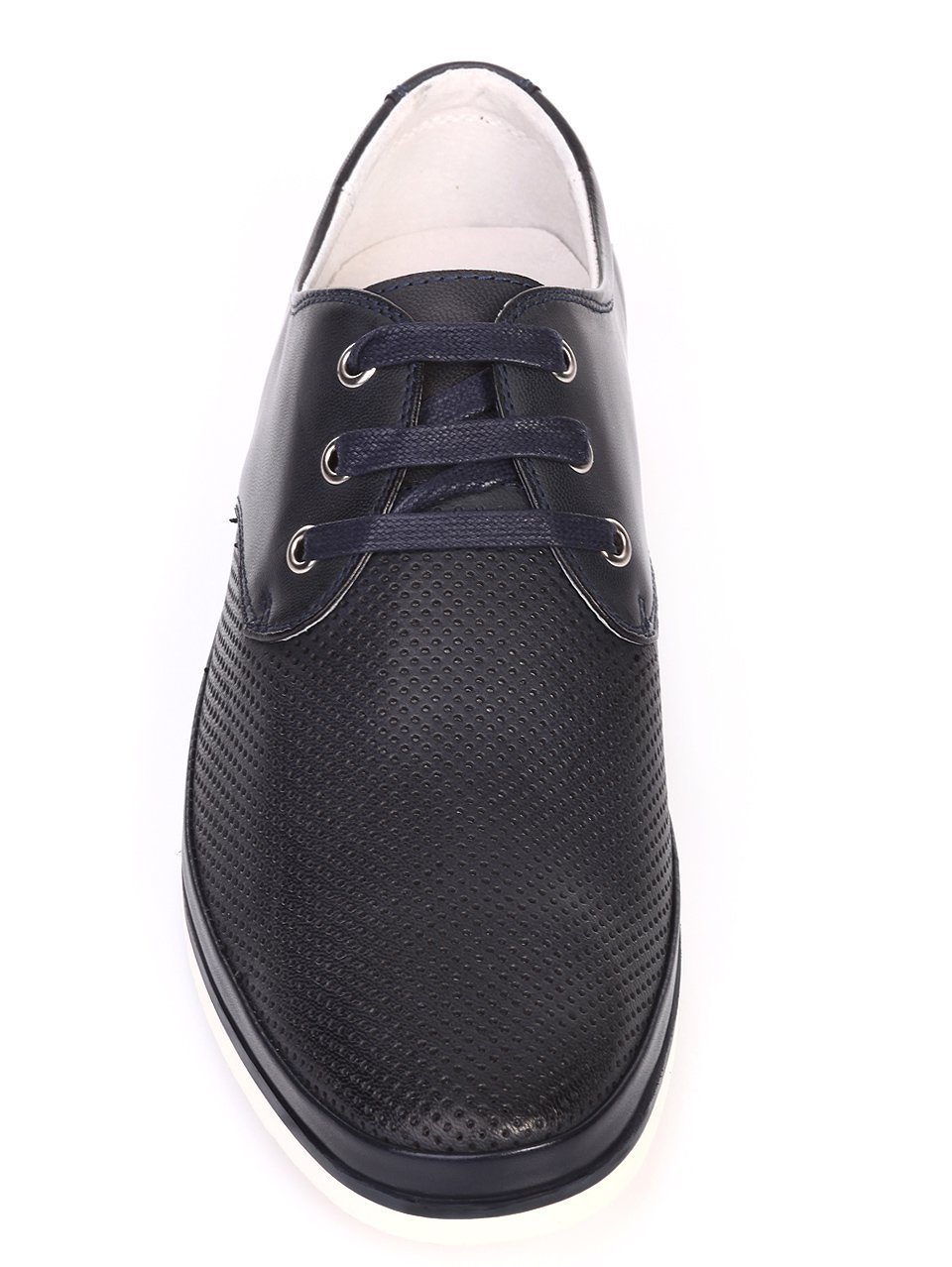 Ежедневни мъжки обувки от естествена кожа в синьо 7N-17390 navy