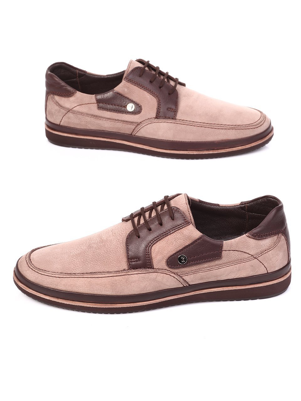 Спортно-елегантни мъжки обувки от естествен велур 7AT-17604 brown