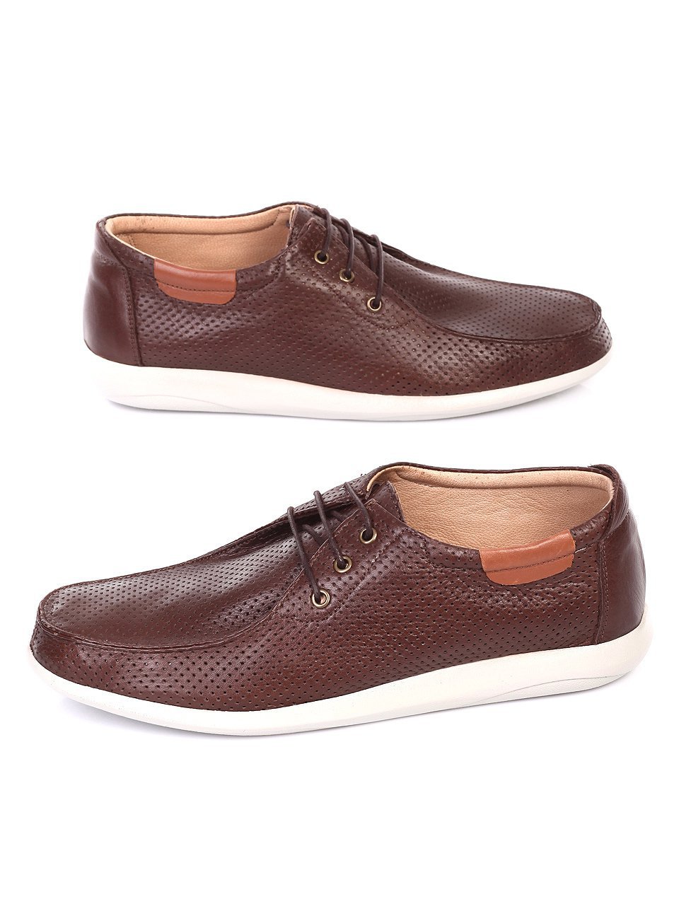 Елегантни мъжки обувки от естествена кожа в кафяво 7AT-18588 brown