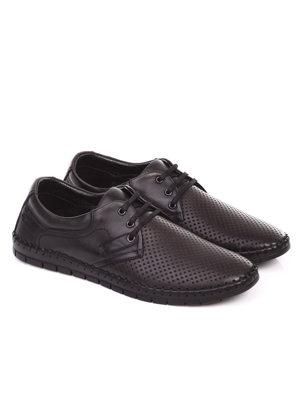 Спортно-елегантни мъжки обувки от естествена кожа 7AT-17590 black