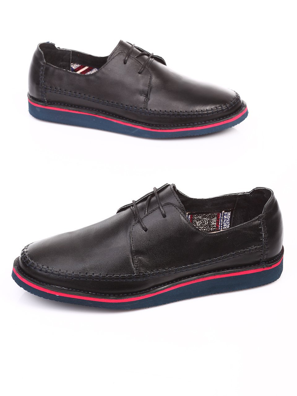 Спортно-елегантни мъжки обувки от естествена кожа 7N-17414 black