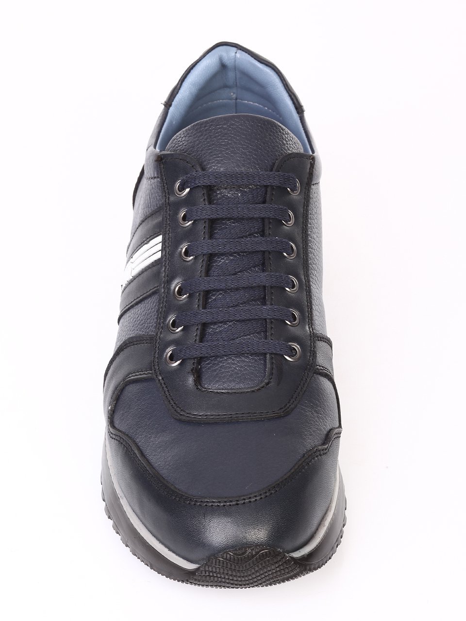 Ежедневни мъжки обувки от естествена кожа в синьо 7AT-171188 dk.blue