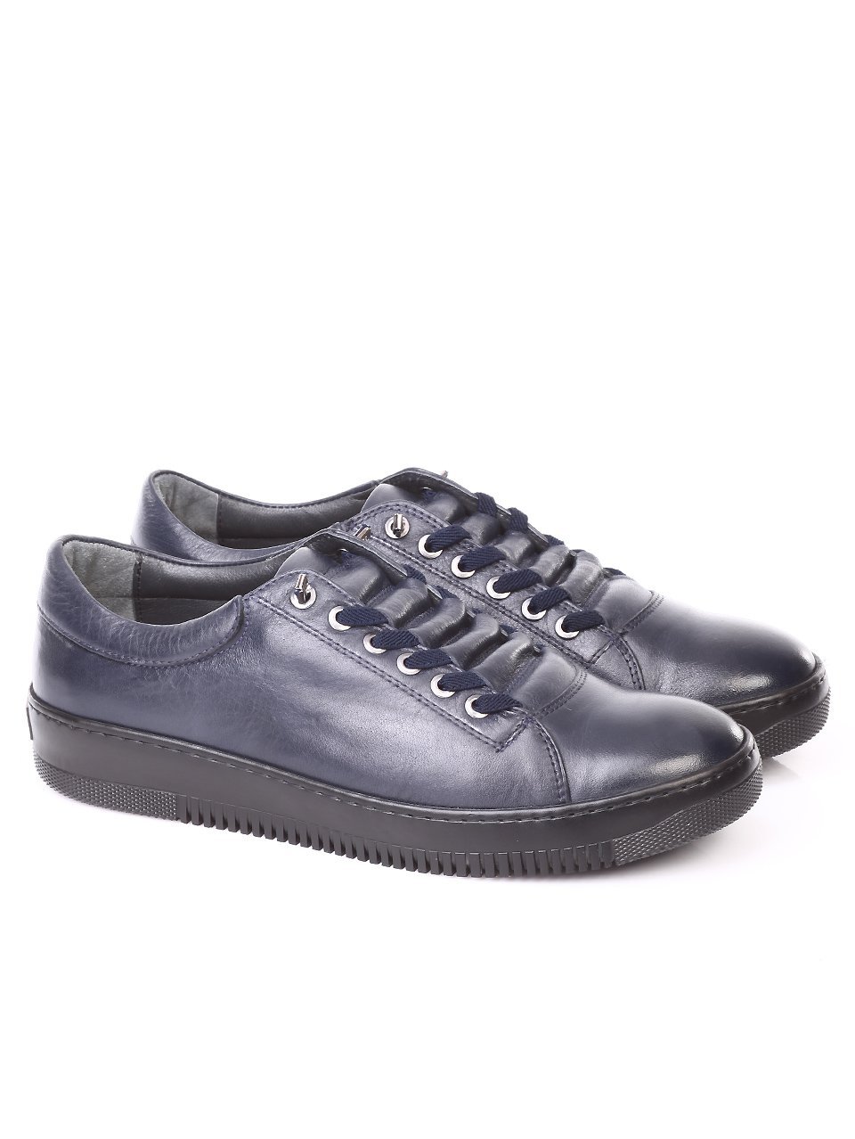 Ежедневни мъжки обувки от естествена кожа в синьо 7AT-171127 blue leather