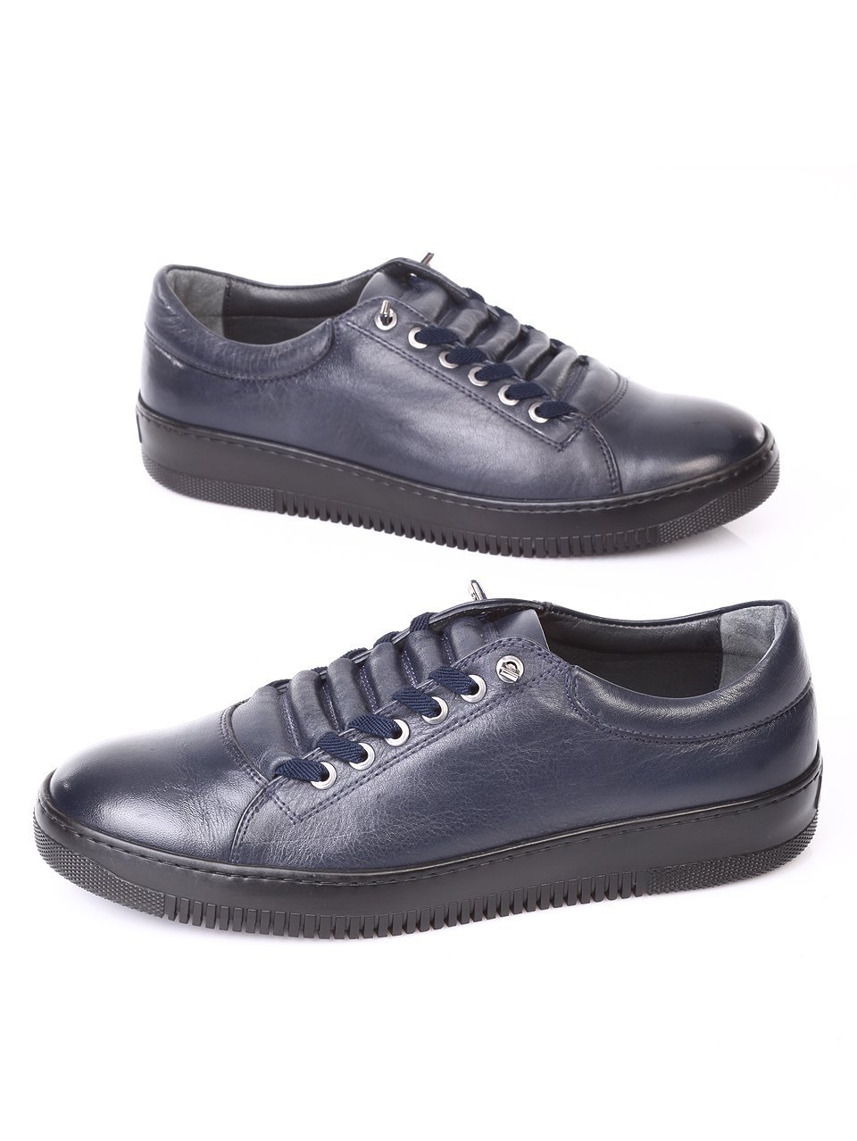 Ежедневни мъжки обувки от естествена кожа в синьо 7AT-171127 blue leather
